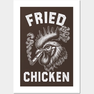 Fried chicken; funny; humor; humorous; silly; chicken; smoking; joint; pot; weed; grass; 420; marijuana; baked; stoner; Posters and Art